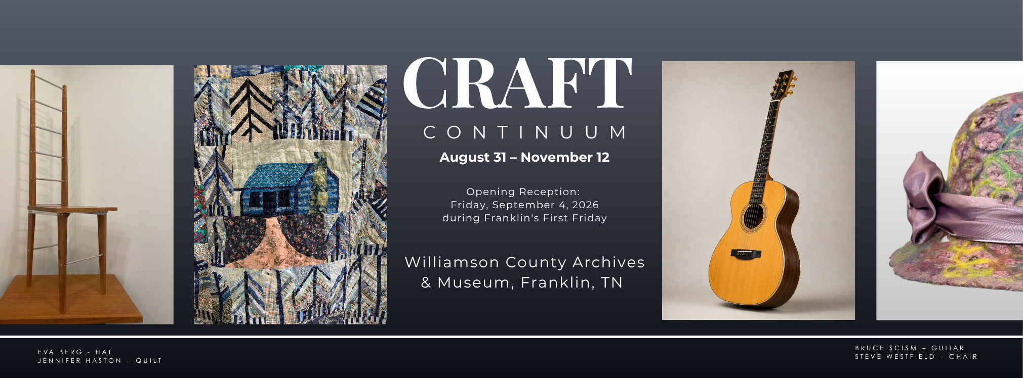 Craft Continuum exhibition, August 31 through November 12